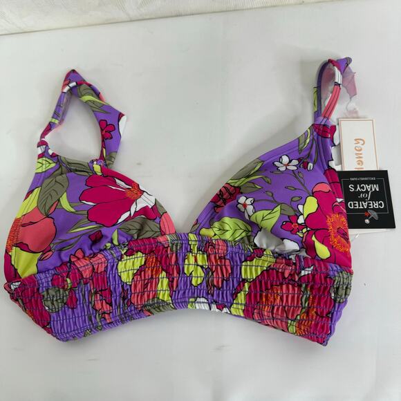 Hula Honey Floral Stretch Ruffle Swimsuit Top Size XS NWT - Picture 2 of 8
